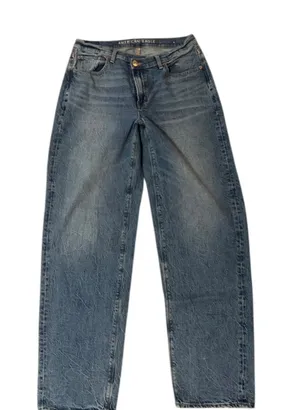 American Eagle Asymmetrical Waist Baggy Jeans size 12 Long thumbnail 1