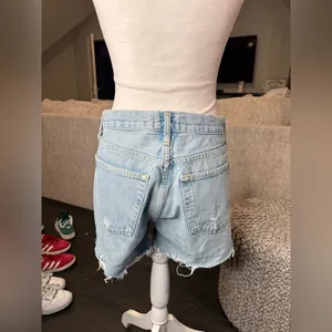 Agolde Blue Jean Shorts with Frayed Hem thumbnail 3