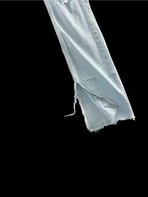 Zara Light Blue Distressed Flare Jeans thumbnail 6