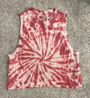 Free People Movement red and white tie dye cropped muscle tank Sz S thumbnail 1