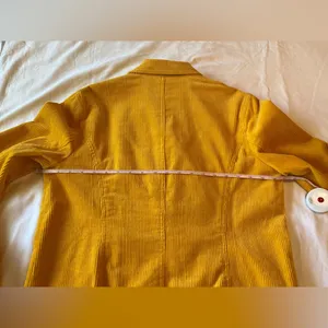 Liz Claiborne Yellow Corduroy Double Breasted Pea Coat Jacket Size L EUC thumbnail 5