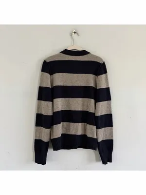 Vintage Abercrombie &‎ Fitch Y2K Rugby Cardigan Striped Blue Gray Wool Sweater thumbnail 3