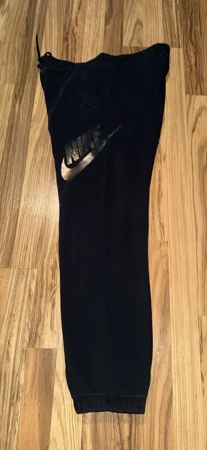 Nike Women's Sz M Medium‎ Joggers Cotton Sweatpants Black Rose Gold thumbnail 1