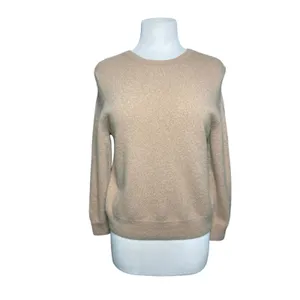 QUINCE Women’s Tan Cashmere Pullover Crewneck Long Sleeve Sweater thumbnail 2