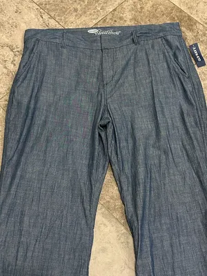 Old Navy Sweetheart Chambray Pant NEW Mid Rise Straight Leg 100% Cotton Size 14 thumbnail 3