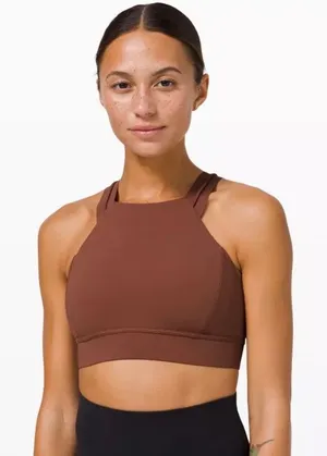 Lululemon Strong at Heart High Neck Sports Bra Ancient Copper Brown Size 8 thumbnail 1