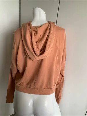 Roxy size small peach cropped long sleeve hoodie sweatshirt thumbnail 5