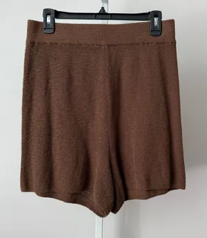 FP Beach‎ L Brown Knit Shorts Pull On Loungewear Flowy Beachy Relaxed Shabby thumbnail 1