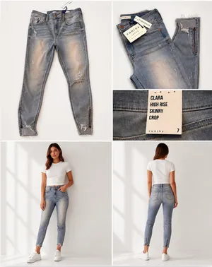 Jeans Eunina Light Washed Distressed Skinny High-Rise with Zippers on Ankles thumbnail 2