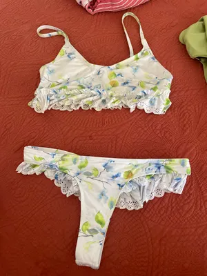 Floral Ruffle Swimsuit Set Multi Size XS thumbnail 3
