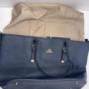 Rowallan‎ Large Old Money Minimalist Navy Blue Canvas Tote Purse thumbnail 3