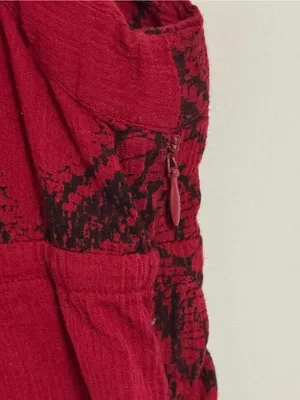 Free People Red Mini Dress with Black Lace Motif thumbnail 6