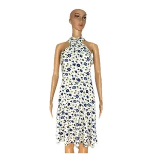 Free People White Sleeveless Blue Floral Criss Cross Dress Women Small Sundress thumbnail 2