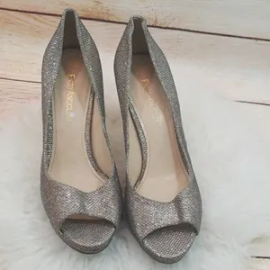 Enzo Angiolini silver sparkle peep toe platform thumbnail 3