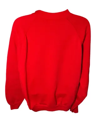 Vintage 90s Tultex Raglan Sweatshirt Christmas Angel Appliqué Red L thumbnail 6
