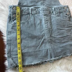 American Eagle Outfitters Corduroy Raw Hem Overall Dress In Jade Size Medium thumbnail 12