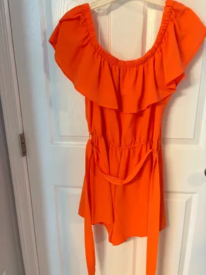 Orange Ruffle Romper thumbnail 4