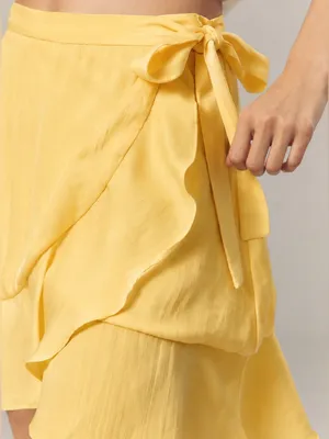 Anthropologie‎ Maeve Ruffle Mini Skirt in Sunray Yellow XS NWT thumbnail 4