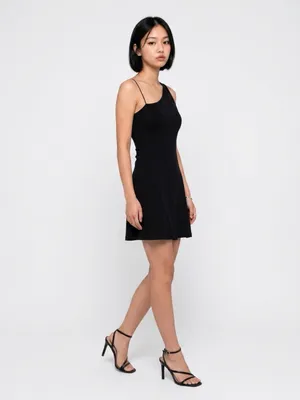 Theory Black One-Shoulder Mini Dress thumbnail 2