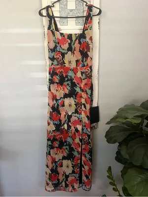 Lulu's Miya Black Multi Floral Sleeveless Maxi Dress thumbnail 4