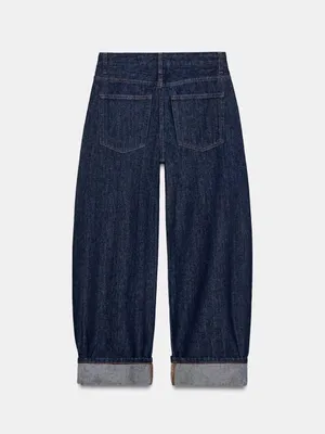 ZARA Wide-Leg Dark Blue Women’s Jeans thumbnail 5