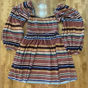 ZARA Like New Striped Midi Long‎ Sleeve Dress Medium Faux Corset Style Mu… thumbnail 7