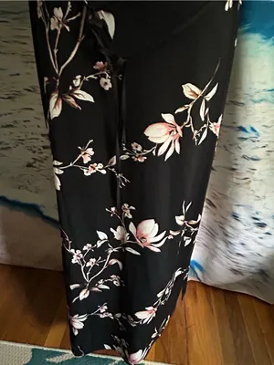 White House Black Market Womens Black Floral V-Neck Maxi Dress SM thumbnail 12