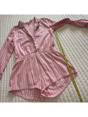 Victoria’s Secret Pink Striped PJ Pajama Sleep Romper Sz S Small thumbnail 3