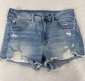 American Eagle Outfitters Light Blue Distressed Denim Shorts stretch size 6 thumbnail 1