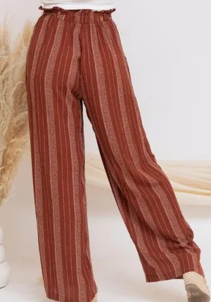 Boutique Rust Pinstripe Wide Leg Pants Size M thumbnail 3