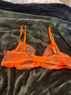 Neon Orange Lace Bra Size 34 C thumbnail 9