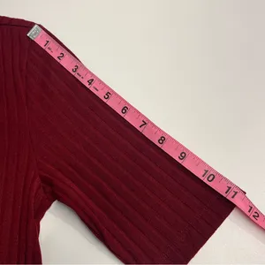 NWT Spao top Korean brand women’s ribbed shirt medium burgundy‎ top stretch thumbnail 6
