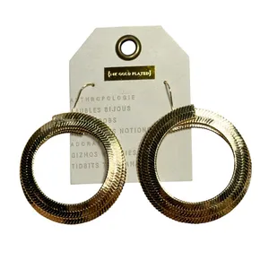 Anthropologie 14k Gold Plated Herringbone Swirl Drop Earrings thumbnail 4