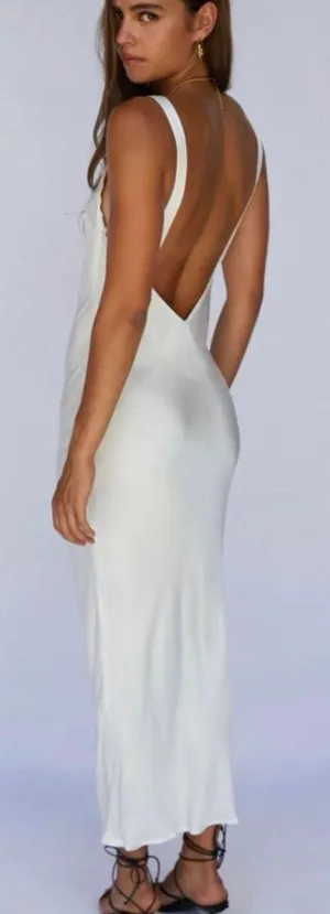 Billy J White Satin Low Back Midi Dress thumbnail 2