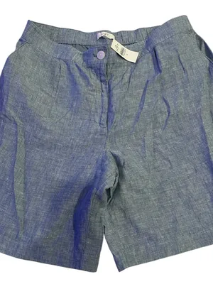 LOFT High-Waisted Blue Linen-Blend Pleated 16 thumbnail 1