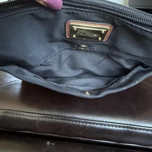 Calvin Klein Crossbody Bag Womens Medium Black Nylon Brown Trim Zip Pocket thumbnail 5