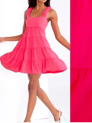 Amanda Uprichard Nicolia Tiered Mini Dress: Begonia Pink thumbnail 2
