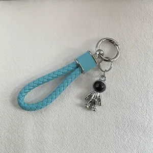 Astronaut Charm Car Keychain for Men Women Braided Rope Bag Charm Key Rings thumbnail 2