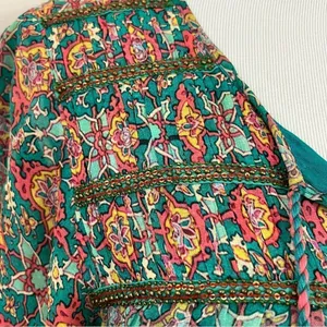 Anthropologie Tanvi Kedia Glimmering Ankita Dress Boho Teal Beaded S thumbnail 7