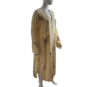 Anthropologie‎ Nautical Embroidered Maxi Dress Cream Seahorse Starfish Small thumbnail 6