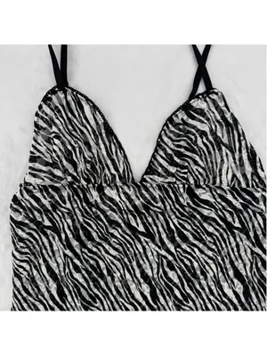 Victoria's Secret Chemise Zebra Stripes Lace Trim Semi Sheer Size medium thumbnail 3