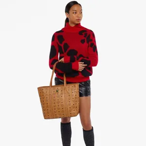 MCM Arena Top Zip Shopper Visettos Cognac thumbnail 16