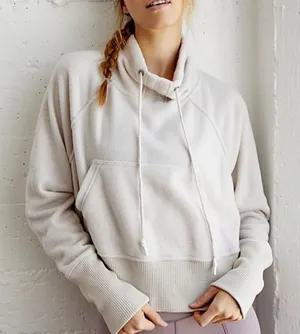 FREE PEOPLE MOVEMENT BY FP‎ Westlake Pullover Sweatshirt Cream White Small thumbnail 1