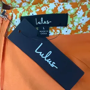 NWT Lulus Floral Print Midi Skirt Orange Green Boho Side Slit Size L thumbnail 5