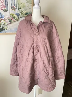 Madewell Quilted Airpuff Quilted Barn Chore Puffer Shirt Jacket Pale Thistle XL thumbnail 2