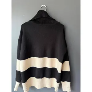 Sanctuary Black and Cream Cowl Neck Sweater with Half-Zip thumbnail 2