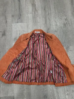 Bushwacker XS Rust Suede Leather Double-Breasted Coat with Belt 100% Pig Suede thumbnail 5