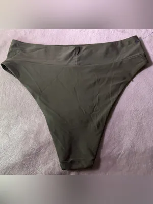 aerie Olive Green Lightweight Shirt-Style Bikini Set thumbnail 8