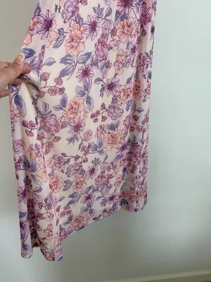 Mystree Cream Floral Mesh Maxi Dress Criss Cross Back Polyester Blend Sz L NWT thumbnail 6