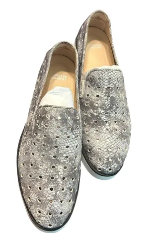 JOHNSTON & MURPHY Flex Perforated Suede Snake Slip On Loafer SZ 8M Gray Silver thumbnail 1